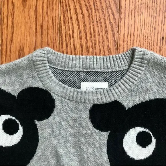 Huxbaby Jumper Grey Marle Black Panda Print Crewneck Knot Sweater Boy’s Size 5 - Picture 3 of 9